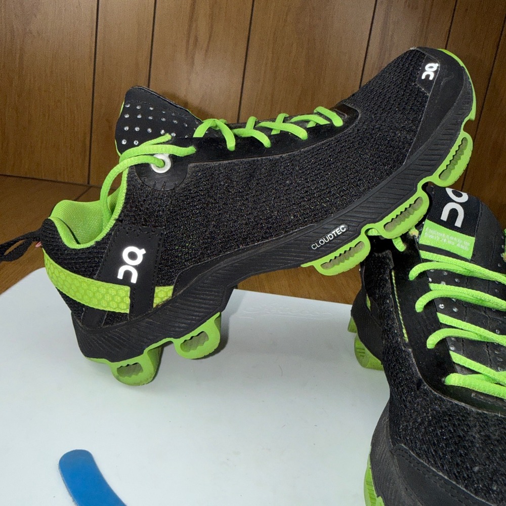 On Cloudsurfer Mens Running Shoes Black Lime Green CloudTec Sneakers Size W6 US
